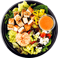 Vegetarischer Salatteller mit Dressing